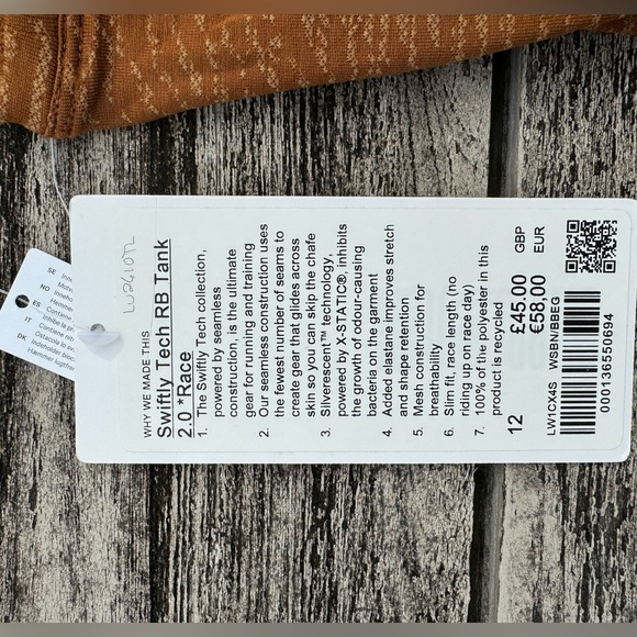 Lululemon Swiftly Tech Racerback Tank Top Race Copper Brown Beige size 12 NWT - Picture 6 of 7